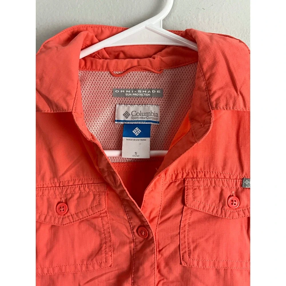 Columbia Kids Girls Size S Coral Long Sleeve Sun Protection Shirt Top Omni Shade